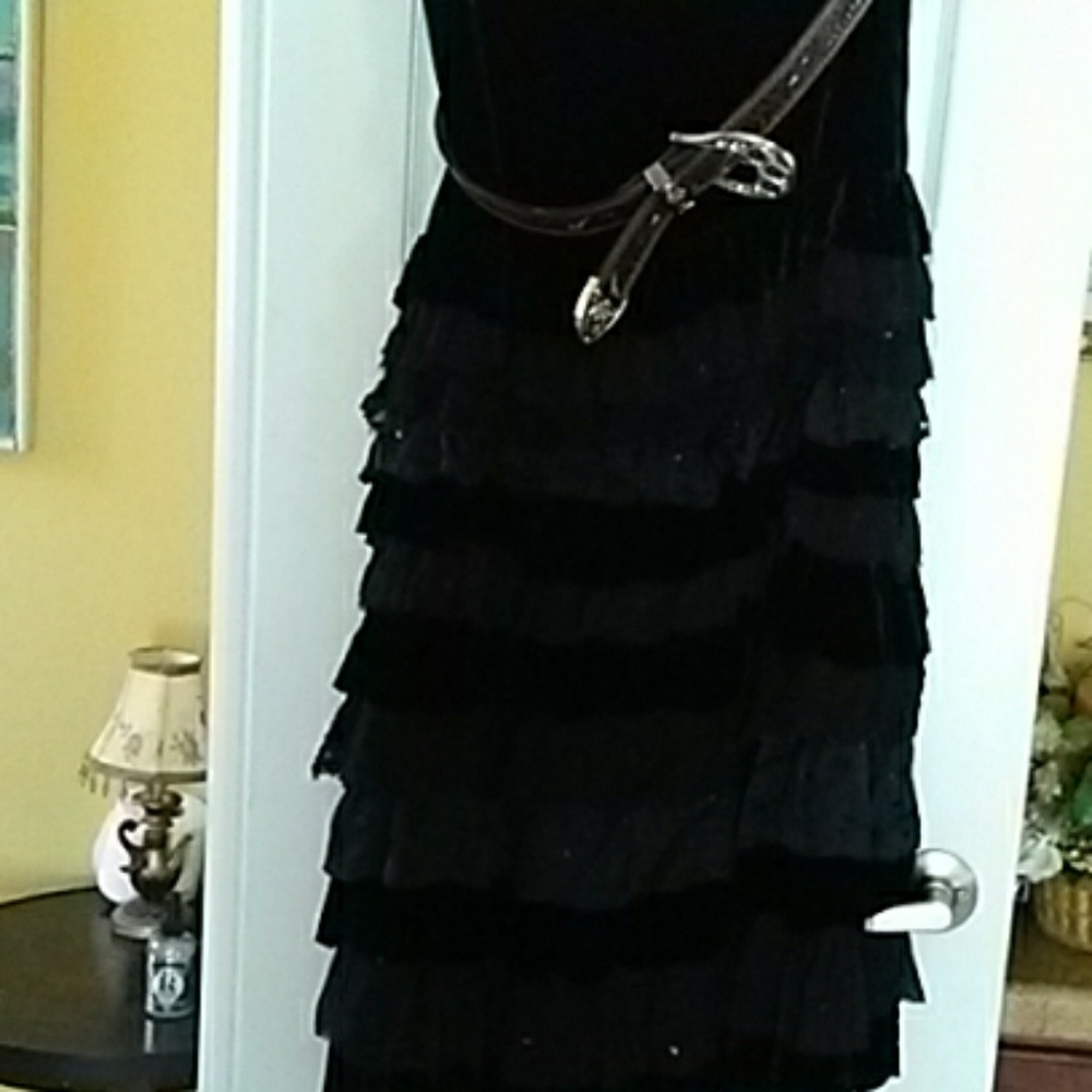 Double D. Ranch Black Velvet Ruffle Skirt